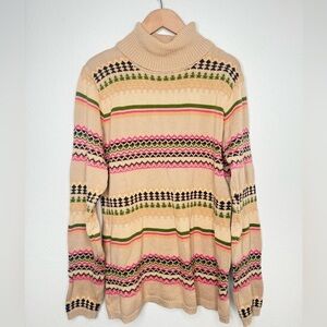 Sundance Cozy Sweater Fair Isle Multi Color Cream Beige Multi cottage core knit